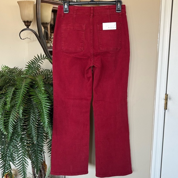 Brand New Risen High Rise Ankle Length Jeans Wine Red Fall Denim Cotton Stretch - Picture 8 of 16